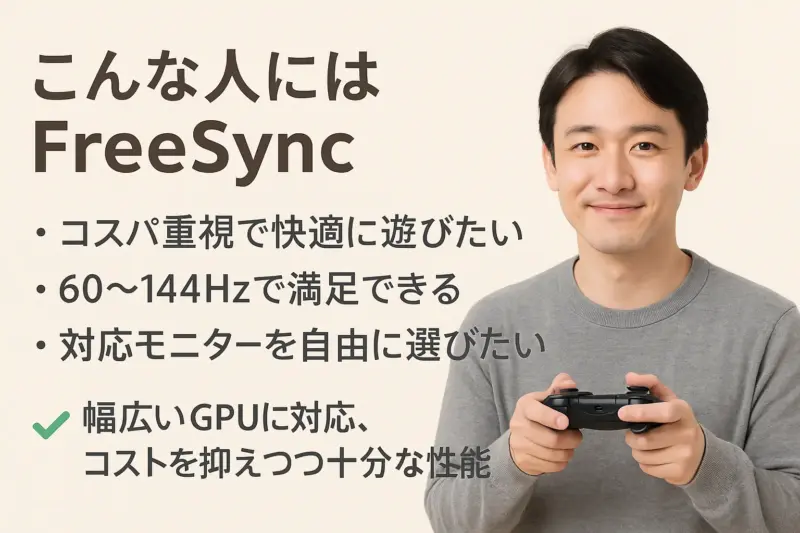 FreeSyncはコスパ重視で快適なゲーミングを求める人に最適