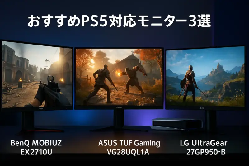 BenQ・ASUS・LGのおすすめPS5対応モニター3機種の比較とゲーム表示