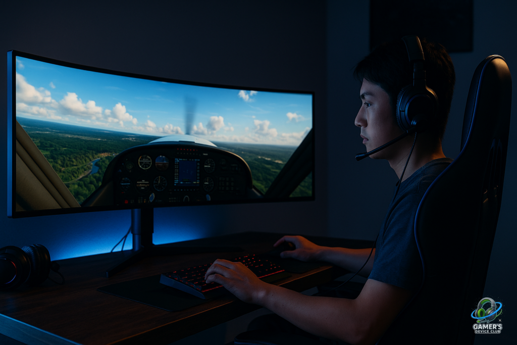 32対9モニターでフライトゲームをプレイ